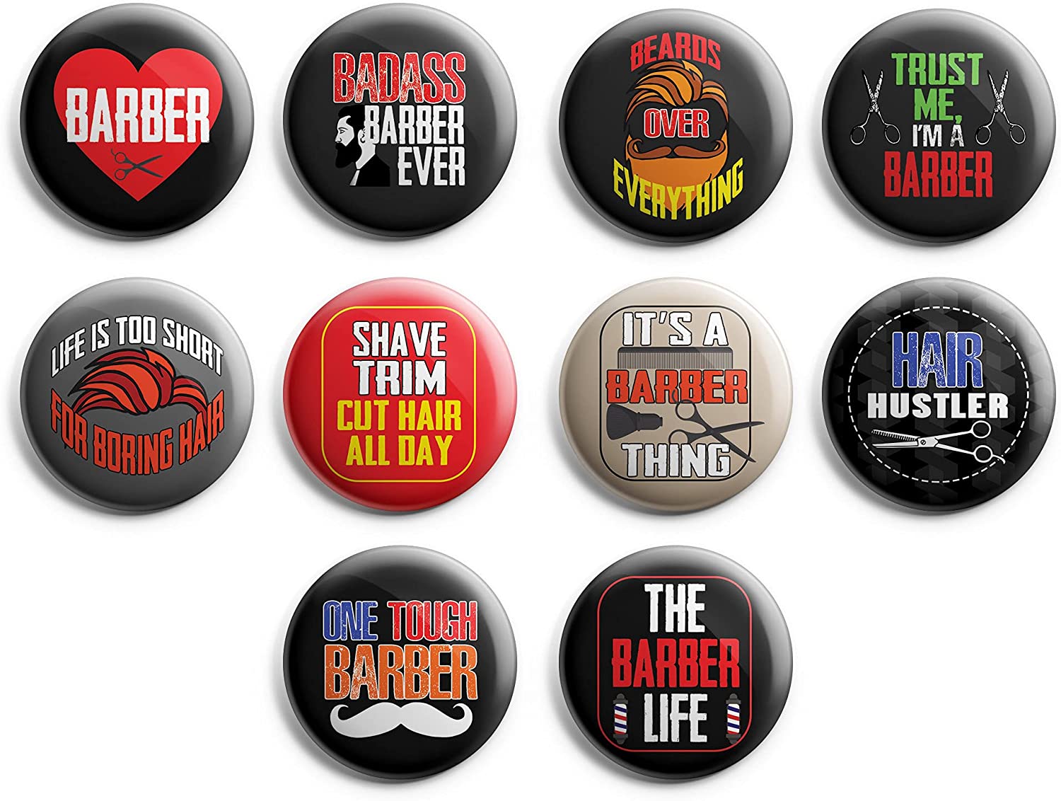 I am a Barber Pinback Buttons (1-Set X 10 Buttons)