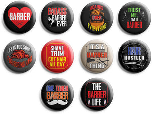 I am a Barber Pinback Buttons (1-Set X 10 Buttons)