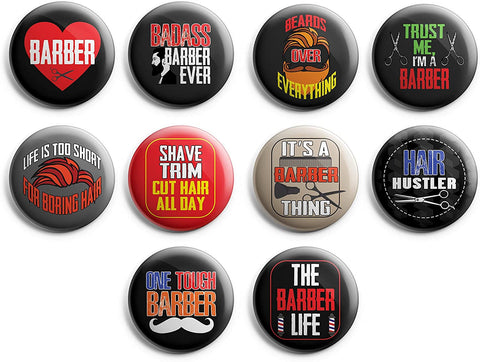 I am a Barber Pinback Buttons (1-Set X 10 Buttons)