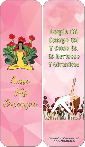 Creanoso Spanish Afirmaciones Positivas Bookmarks Cards Series 3 (12-Pack)- Positividad Corporal