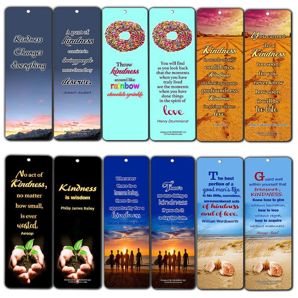 Creanoso Inspirational Bookmark Cards (60-Pack) - Kindness Quotes - Great Gift Ideas Set