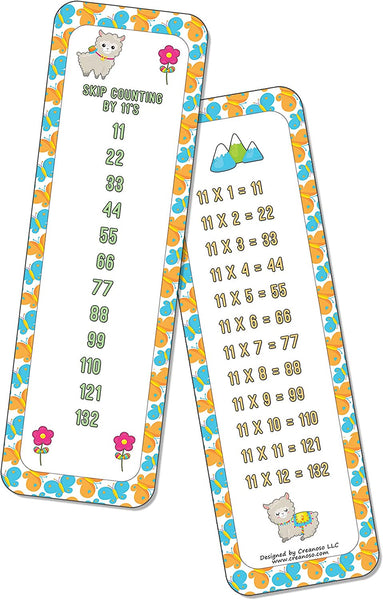 Skip Counting Chart Bookmark Cards - Llama Theme (6-Set X 6 Cards)