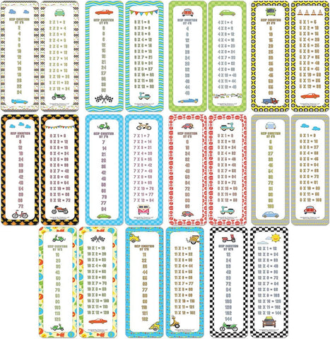 Skip Counting Chart Bookmark Cards - Vehicle Transportation Theme (6-Set X 6 Cards)