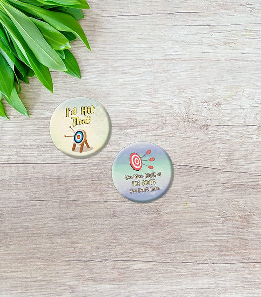 Creanoso Archery Pin buttons (1 X 10 Designs) - Stocking Stuffers Premium Quality Gift Ideas for Children, Teens, & Adults - Corporate Giveaways & Party Favors