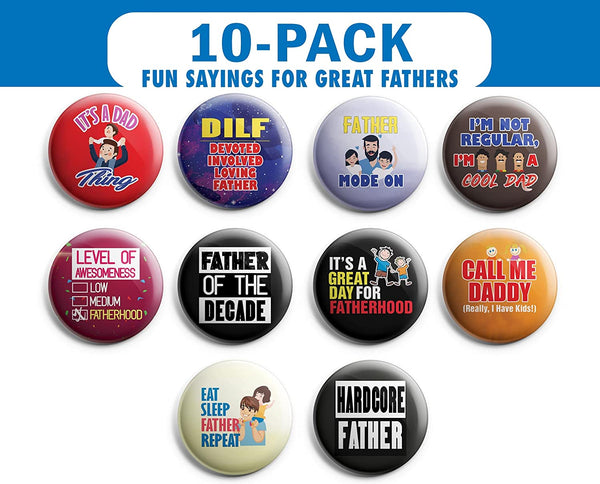 I Am A Great Father Pinback Buttons (1-Set X 10 Buttons)