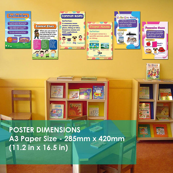 English for Beginners Educational Learning Posters (6 Pack)