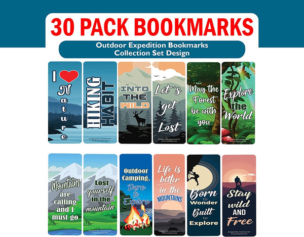 Creanoso Outdoor Expedition Bookmarks (5-Sets X 6 Cards) â€“ Daily Inspirational Card Set â€“ Interesting Book Page Clippers â€“ Great Gifts for Adults and Teens