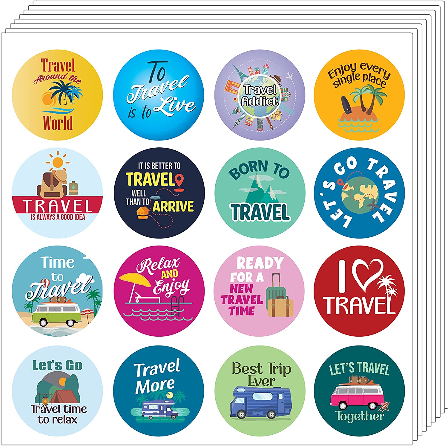 Creanoso Travel Goals Sticker (10 Sets X 16 Designs) â€“ Sticker Card Giveaways for Kids â€“ Awesome Stocking Stuffers Gifts for Boys & Girls â€“ Classroom Home Rewards Enticements