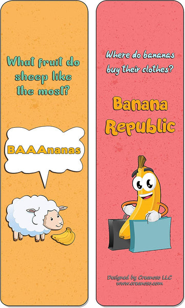 Creanoso Banana Jokes Bookmarks (60-Pack) - Perfect Gift Idea for Birthdays, Graduation, Christmas, & Weddings - Stocking Stuffers and Classroom Rewards Incentives