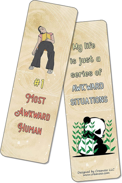 Funny Socially Awkward Bookmarks (2-Sets X 6 Cards)
