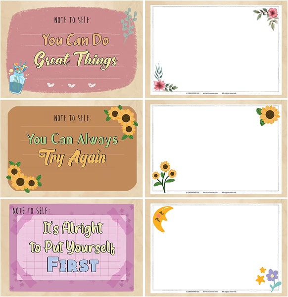 Creanoso Note to Self - Self Care Postcards (5 Set X 12 Designs)- Unique Cool Giveaways for Kids, Adults, Boys,Girls,Womenâ€“ Great Greeting Cards Collection Set