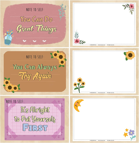 Creanoso Note to Self - Self Care Postcards (1 Set X 12 Designs) - Unique Cool Giveaways for Kids, Adults, Boys,Girls,Womenâ€“ Great Greeting Cards Collection Set