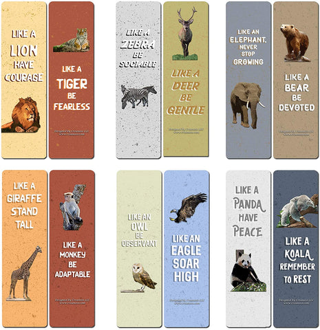 Creanoso Wild Animals Inspiring Sayings Bookmarks (60-Pack) - Assorted Gift Set Card Pack for Men, Women, Boys, and Girls- Classroom and School Reward Incentives