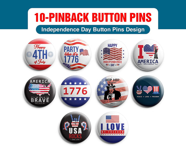 Independence day button pins (1-Set X 10 Buttons)