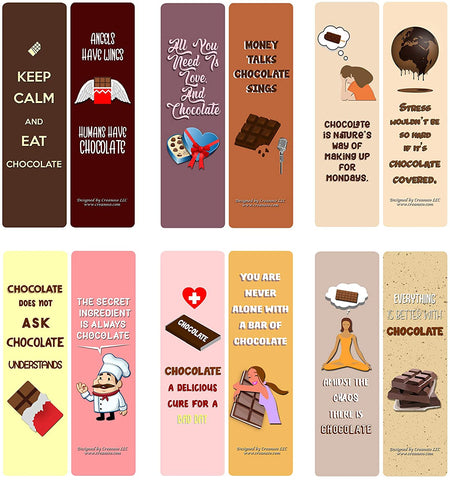 Creanoso Chocolate Lovers Quotes Bookmarks (30-Pack) - Classroom and School Reward Incentives - Gift Ideas for Boys & Girls, Teens