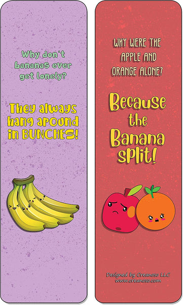 Creanoso Banana Jokes Bookmarks (60-Pack) - Perfect Gift Idea for Birthdays, Graduation, Christmas, & Weddings - Stocking Stuffers and Classroom Rewards Incentives