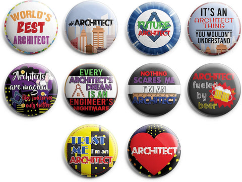 I am a Architect Pinback Buttons (1-Set X 10 Buttons)