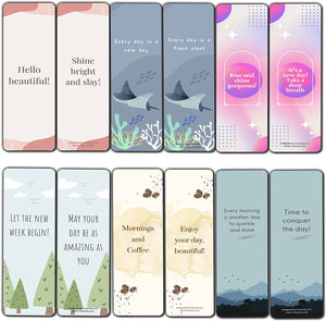Creanoso Daily Inspirational Greetings Bookmarks (2-Sets X 6 Cards) â€“ Daily Inspirational Card Set â€“ Interesting Book Page Clippers â€“ Great Gifts for Adults and Teens