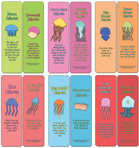 Creanoso Jellyfish Bookmark Cards (60-Pack) - Premium Quality Gift Ideas for Children, Teens, & Adults for All Occasions - Stocking Stuffers Party Favor & Giveaways