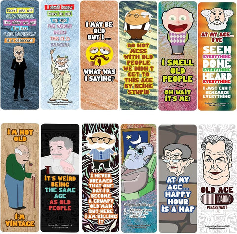 Creanoso Funny Old Age Bookmarks (5-Sets X 6 Cards) â€“ Daily Inspirational Card Set â€“ Interesting Book Page Clippers â€“ Great Gifts for Adults and Teens