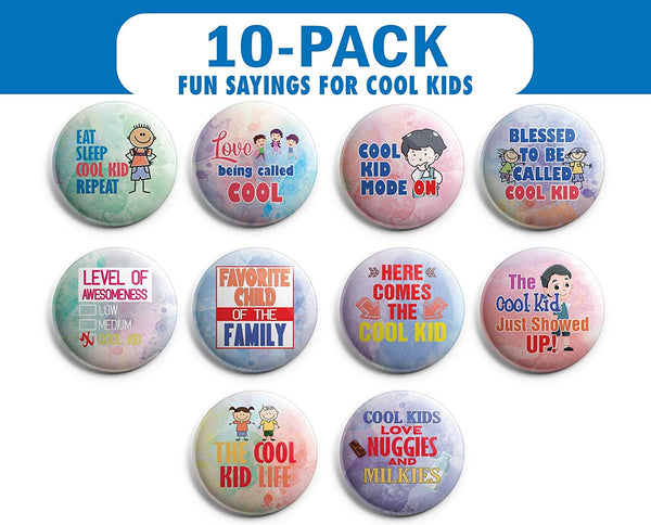 I Am A Cool Child Pinback Buttons (1-Set X 10 Buttons)