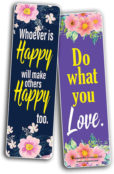 Creanoso Inspirational Quotes with Flowers Bookmarks (2-Sets X 6 Cards) â€“ Daily Inspirational Card Set â€“ Interesting Book Page Clippers â€“ Great Gifts for Kids and Teens