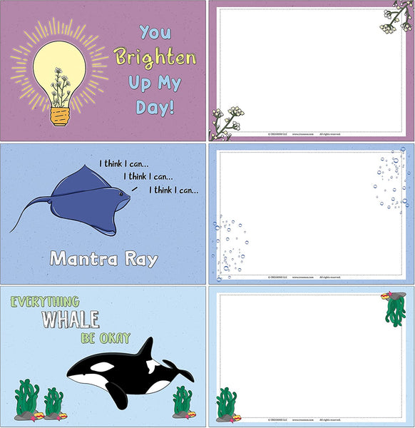 Positivity Pun Postcards (5 Set X 12 Designs)