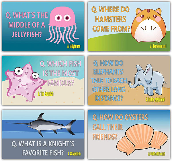 Sea and Land Creatures Lunch Box Note Cards (60-Pack) Ã¢â‚¬â€œ Cool and Funny Jokes Cards - Assorted Language Cards Gift Set for Kids, Teens, Boys & Girls Ã¢â‚¬â€œ Unique School Classroom Rewards Incentives