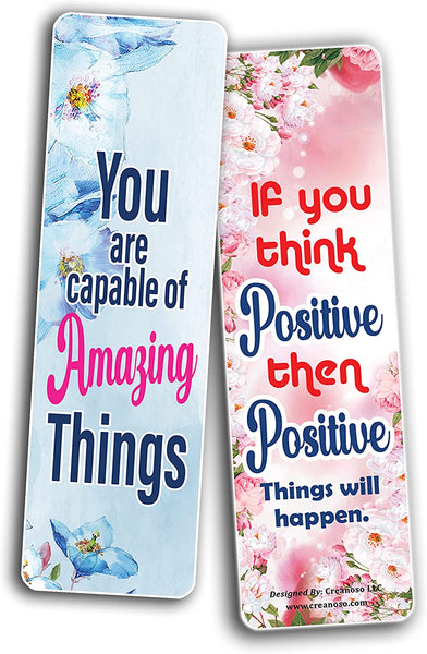 Creanoso Inspirational Quotes with Flowers Bookmarks (2-Sets X 6 Cards) â€“ Daily Inspirational Card Set â€“ Interesting Book Page Clippers â€“ Great Gifts for Kids and Teens