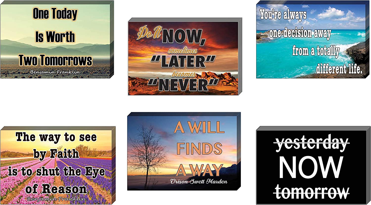 Creanoso Inspirational Wisdom Postcards (60-Pack) â€“ Six Assorted Quality Card Stock Set â€“ Premium Stocking Stuffers Gift Ideas â€“ Inspiring Words for Daily Life â€“ Cool and Unique Greeting Cards