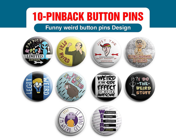 Funny weird Pinback Buttons (1-Set X 10 Buttons)