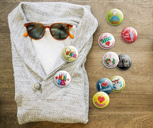 I love Nurses Pinback Buttons (10 Pack) - Large 2.25" Boys and Girls Cute Designs Button pins ASIN:B08THDVFQ1