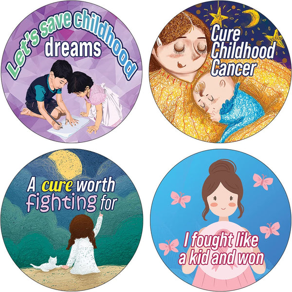Childhood Cancer Awareness Stickers (10 Sets X 16 Designs)