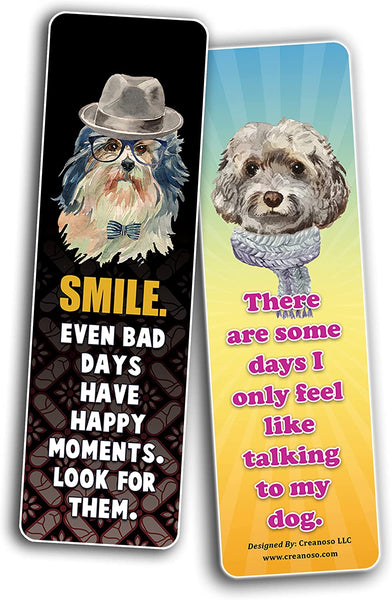 Creanoso Dog Lover Quotes Bookmarks (5 Sets x 6 Cards) â€“ Daily Inspirational Card Set â€“ Interesting Book Page Clippers â€“ Great Gifts for Kids and Teens