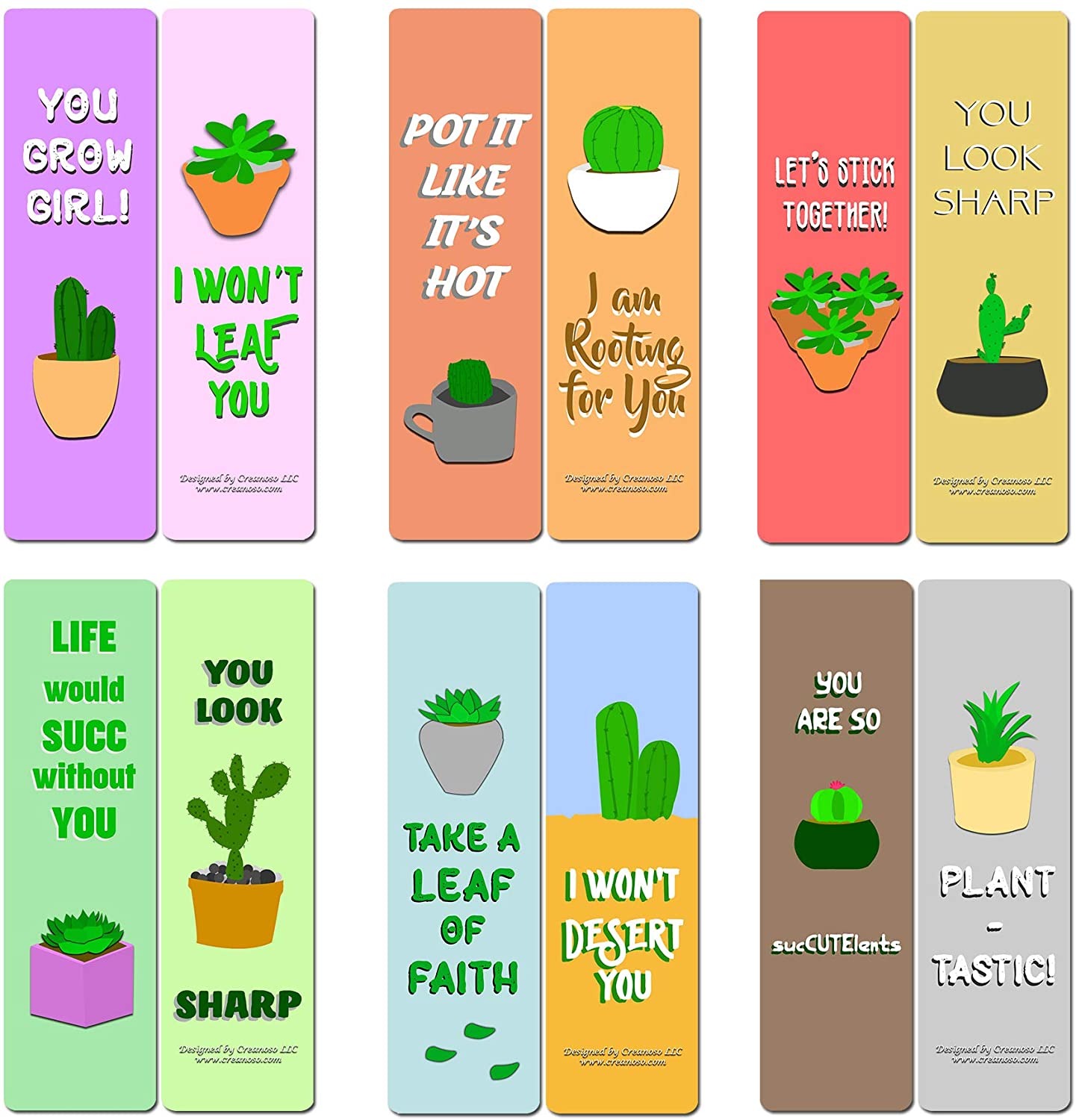 succulents quotes Creanoso Cactus and succulents quotes Bookmarks (30-Pack)