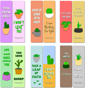 Creanoso Cactus and succulents quotes Bookmarks (30-Pack) - Bookmarker Giveaways for Catcus Lovers,Kids, Girls Ã¢â‚¬â€œ Assorted Collection Bulk Set Page Clip Ã¢â‚¬â€œ Unique Book Reading Rewards Incentive