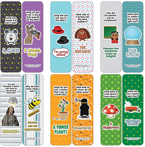 Creanoso Jokes for Kids Series Bookmarks Cards - Series 2 (30-Pack) - Classroom Reward Incentives for Students and Children - Stocking Stuffers Party Favors & Giveaways for Teens & Adults