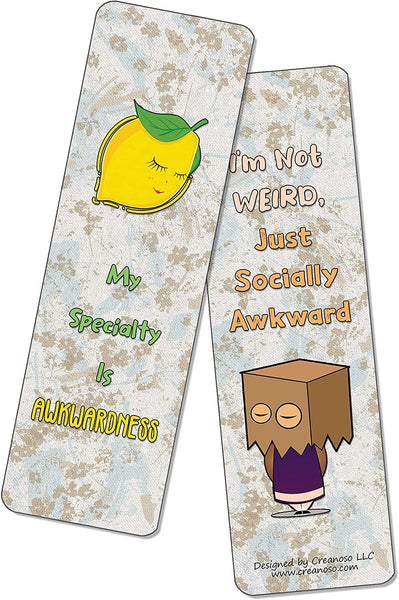 Funny Socially Awkward Bookmarks (2-Sets X 6 Cards)