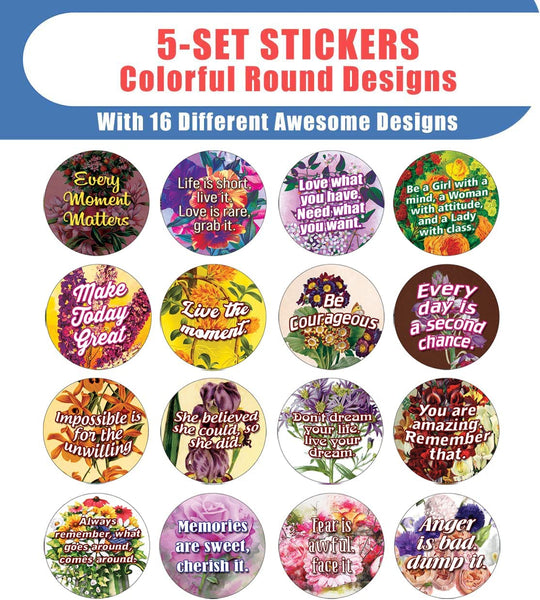 Creanoso Beautiful Floral Stickers (5-Sheet) â€“ Sticker Card Giveaways for Kids â€“ Awesome Stocking Stuffers Gifts for Boys & Girls â€“ Classroom Home Rewards Enticements