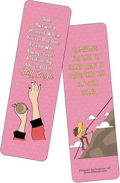 Creanoso Funny Single Bookmarks (30-Pack) - Reward Incentives for Students and Children - Stocking Stuffers Party Favors & Giveaways for Teens & Adults