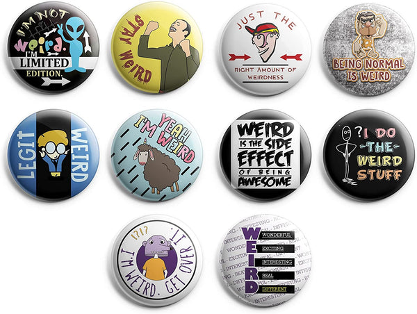 Funny weird Pinback Buttons (1-Set X 10 Buttons)