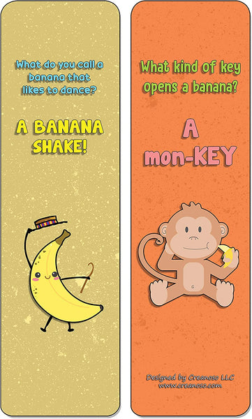 Creanoso Banana Jokes Bookmarks (60-Pack) - Perfect Gift Idea for Birthdays, Graduation, Christmas, & Weddings - Stocking Stuffers and Classroom Rewards Incentives