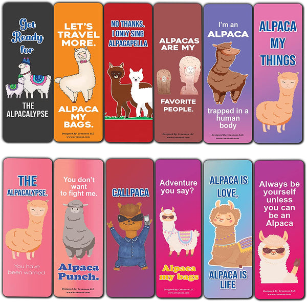 Alpaca Funny Bookmarks (10-Sets X 6 Cards)