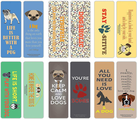 Creanoso Inspiring Dog Lover Bookmark Gifts for Owners (60-Pack) ÃƒÂ¢Ã¢â€šÂ¬Ã¢â‚¬Å“ Six Assorted Quality Dog Themed Bookmarks Bulk Set ÃƒÂ¢Ã¢â€šÂ¬Ã¢â‚¬Å“ Premium Gift for Dog Pet Owners Lovers