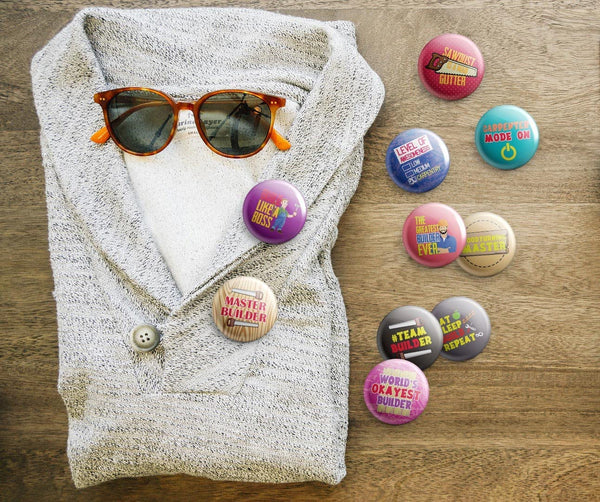 Creanoso I am a Builder Pinback Buttons (1 Set x 10 Buttons) - Stocking Stuffers Premium Quality Gift Ideas for Children, Teens, & Adults - Corporate Giveaways & Party Favors