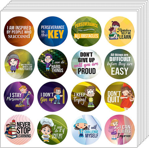 Creanoso I can persevere Quotes Stickers (10 Sets X 16 Designs) â€“ Sticker Card Giveaways for Kids â€“ Awesome Stocking Stuffers Gifts for Boys & Girls â€“ Classroom Home Rewards Enticements