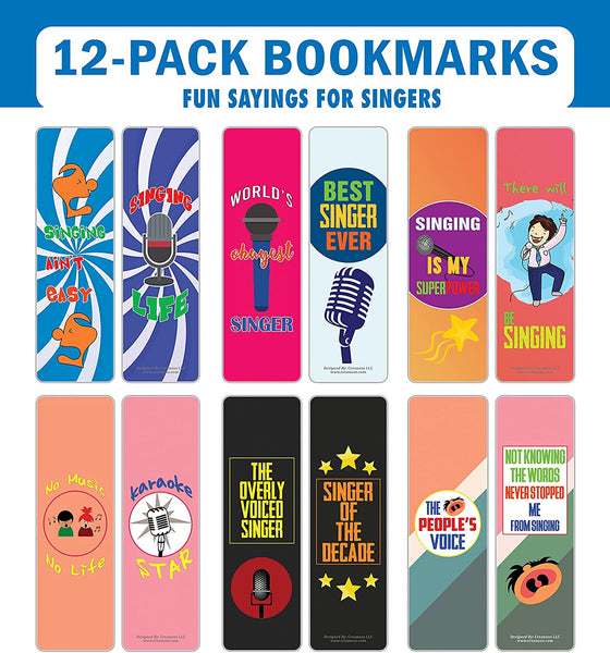 Creanoso I am a Singer Bookmarks (2-Sets X 6 Cards) â€“ Daily Inspirational Card Set â€“ Interesting Book Page Clippers â€“ Great Gifts for Adults and Teens