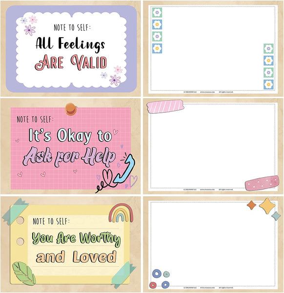 Creanoso Note to Self - Self Care Postcards (1 Set X 12 Designs) - Unique Cool Giveaways for Kids, Adults, Boys,Girls,Womenâ€“ Great Greeting Cards Collection Set