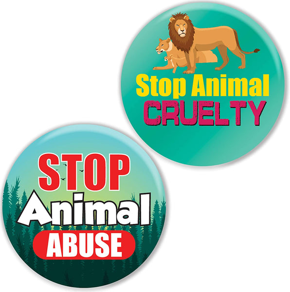 Stop Animal Abuse Pinback Buttons (10 Pack)