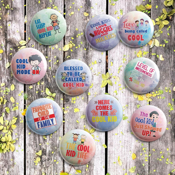 I Am A Cool Child Pinback Buttons (1-Set X 10 Buttons)